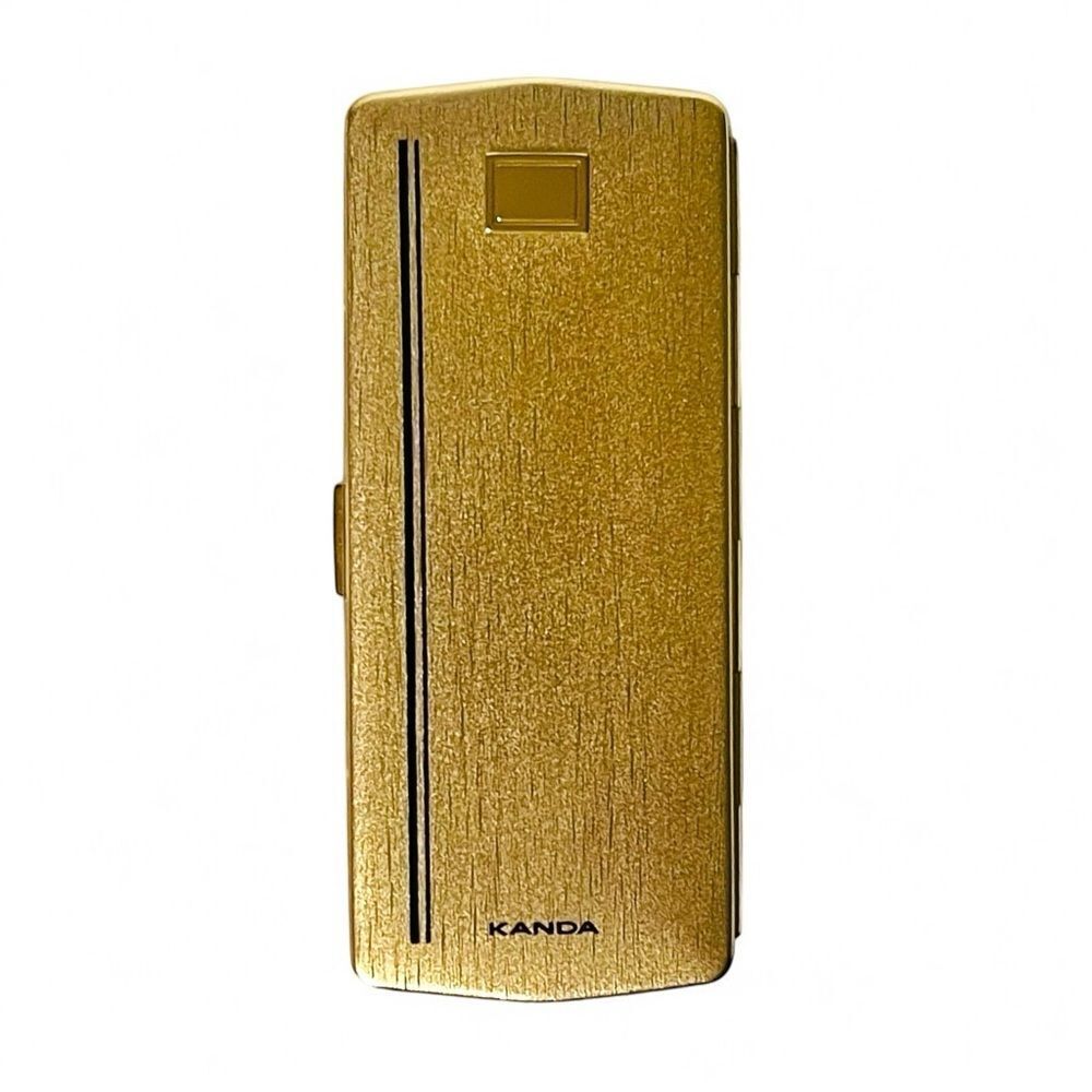 Vintage Kanda Gold Tone Black Details Brown Velvet Interior Replacement Case